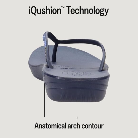 FitFlop Womens Size 5 Flip Flops Navy Ombre IQushion Ergonomic Arch Support - Picture 6 of 8